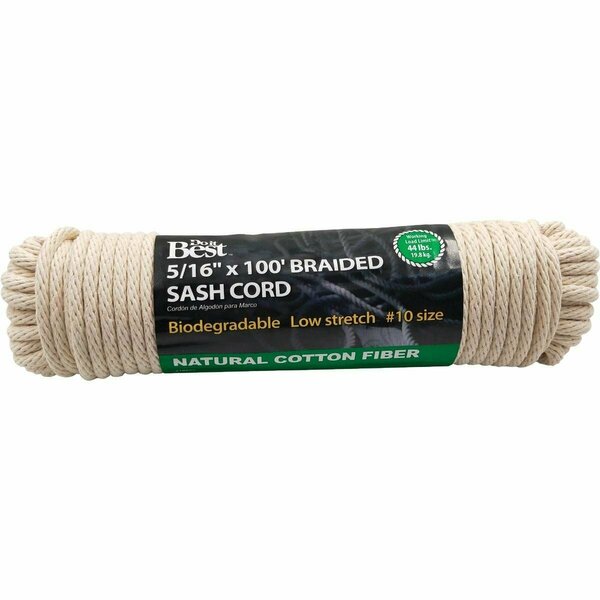 All-Source 5/16 In. x 100 Ft. White Solid Braided Cotton Sash Cord 218865